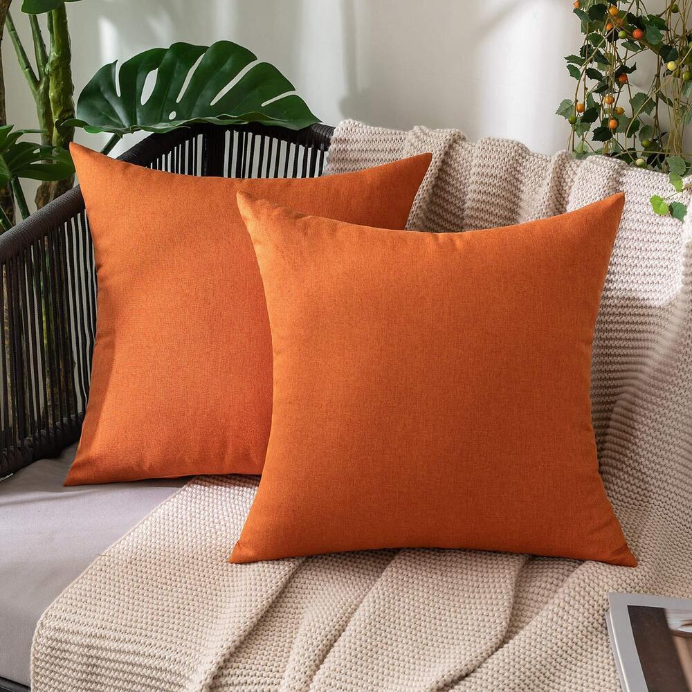 3475 Pack of 2 Decorative Outdoor Solid Waterproof Fall Throw Pillow Covers